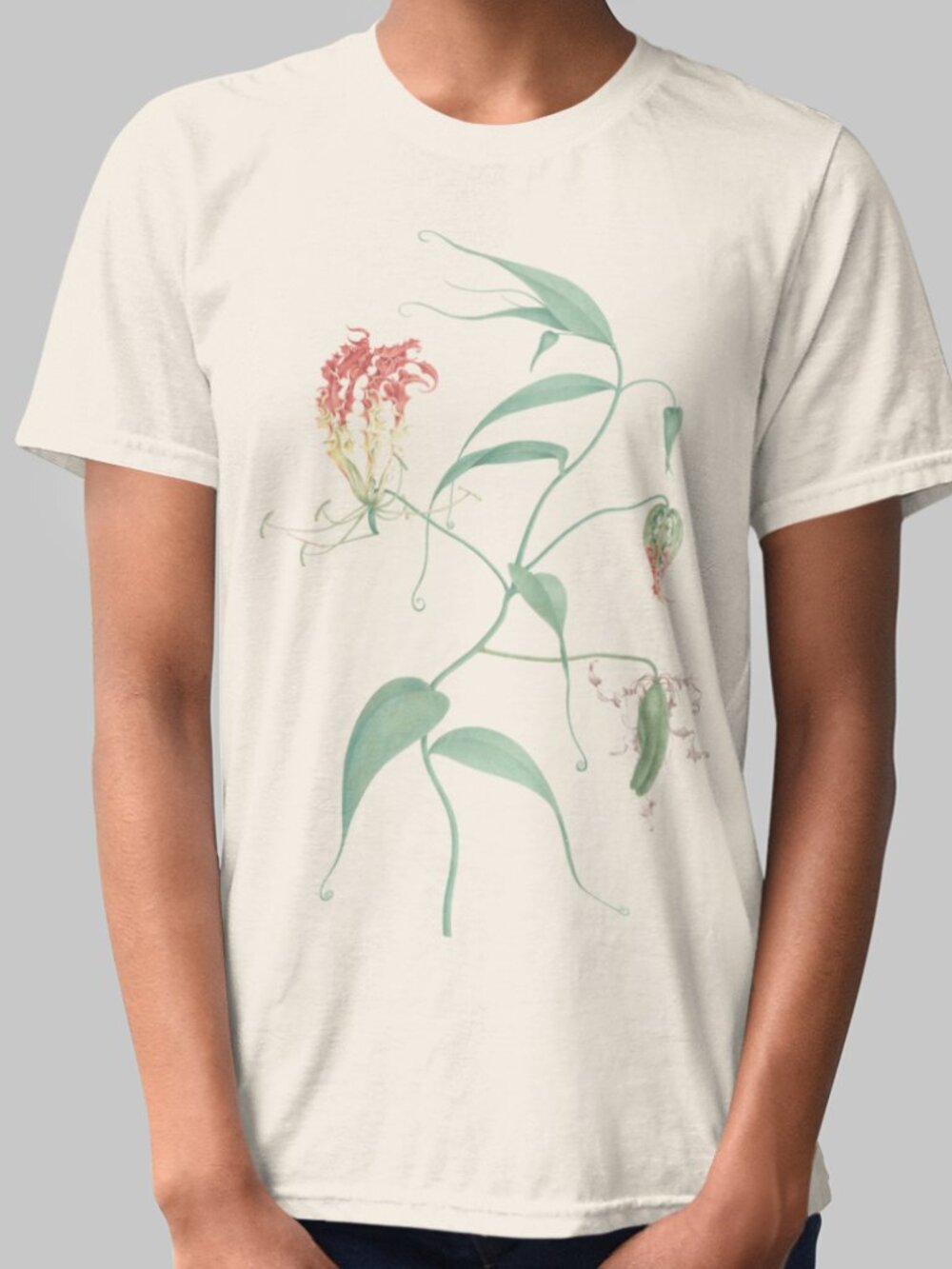 Climbing Lily Vintage Floral Print Short Sleeve Graphic Tee T-shirt S-XXL